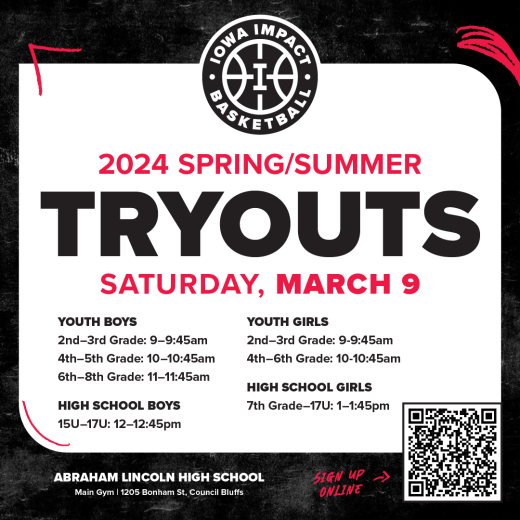 2024 spring summer tryouts iowa impact basketball